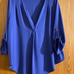Women's blouse, v-neck, 3/4" sleeves, violet